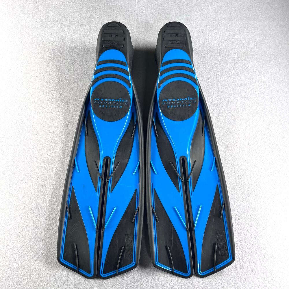 Atomic Aquatics SplitFin Full Foot Scuba Diving Snorkeling Fins Blue Size 9-10